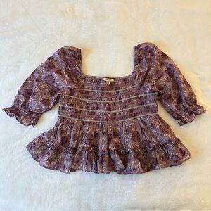 Smocked Floral Top with Ruffles